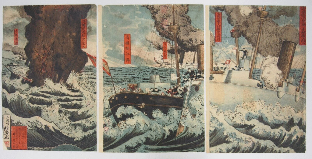 帝国艦隊豊島ニ支那艦ヲ破ル