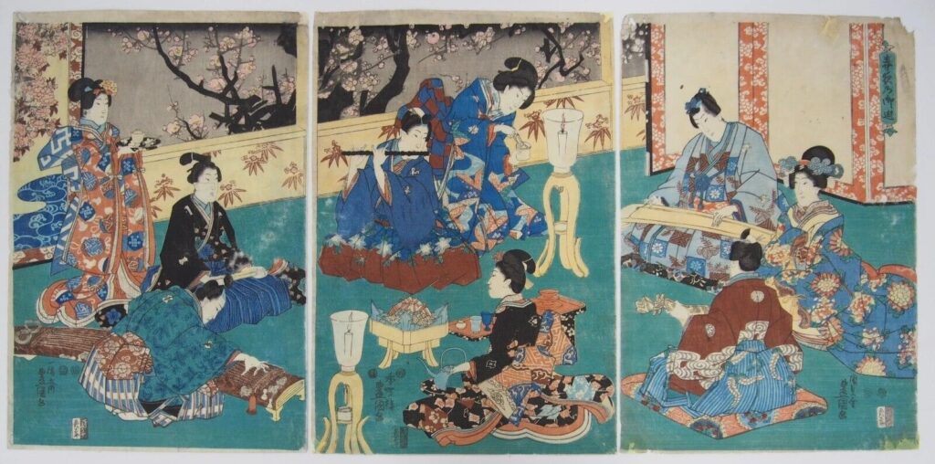 歌川豊国 春夜の御遊